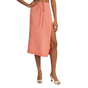 Matthew Burch Drawstring Midi Skirt in Red 1 Womens Linen